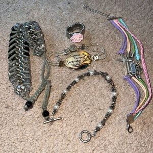 LOT Bracelets and a stretchy rose ring